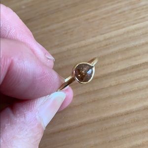 Rebecca Overmann red diamond ring, 14k yellow gold